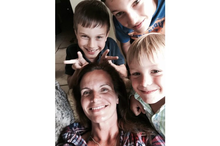 Claudia Landolt and three of her six husbands. Photo: private