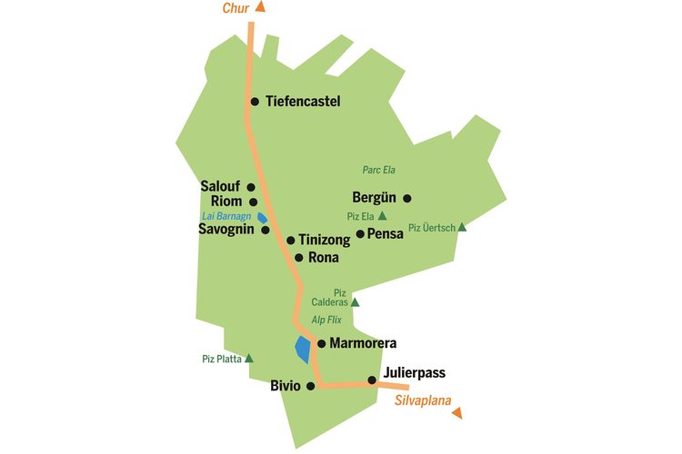 Switzerland's largest nature park, several mountain passes and a wide range of activities can be found in Savognin Bivio Albula