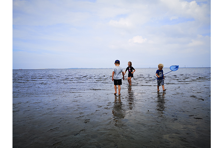 So sah der Spass im Sommer aus: Die Kinder lassen sich von Corona nicht die Laune verderben und geniessen das Wattenmeer.