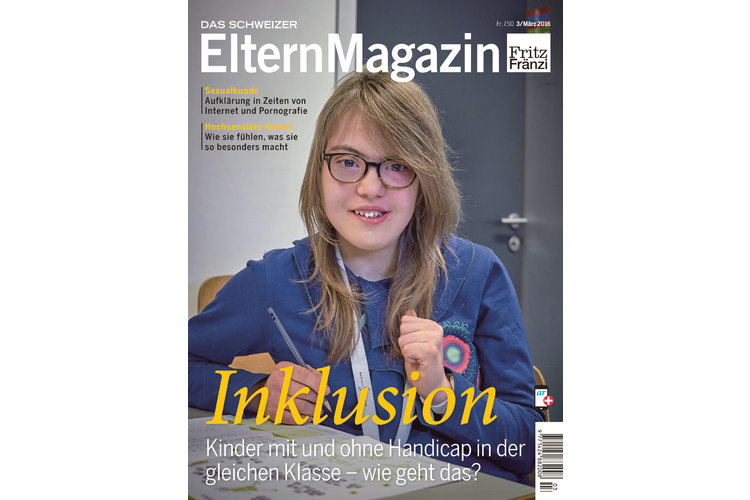 In der März-Ausgabe des ElternMagazins Fritz+Fränzi dreht sich alles um das Dossier-Thema «Inklusion». Einen ganzen Tag lang durften wir die 13-jährige Sophie aus Basel in ihrem Alltag in der Regelschule begleiten. Das Coverbild hat sie selbst ausgewählt. 