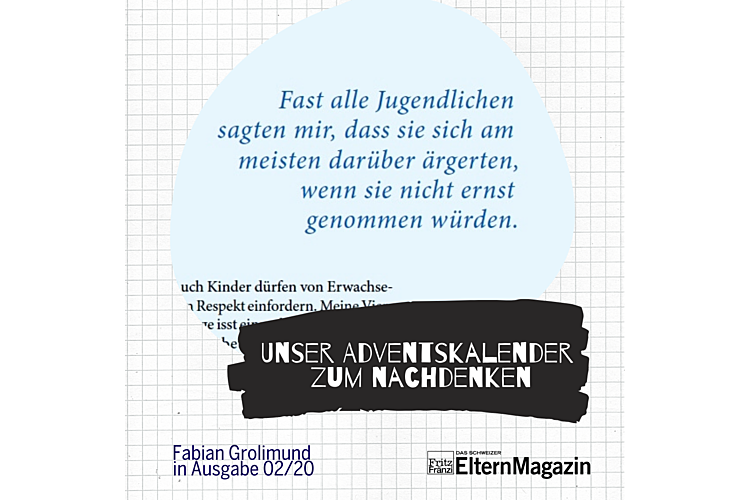 2. Dezember 2020:Hier geht's zum kompletten Artikel von Fabian Grolimund: Vom Umgang mit Respekt, Grenzen und Regeln