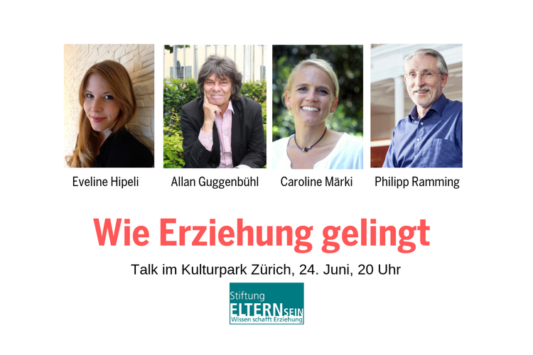 e375a324adcbdc5f52061263e0193b31.png Es diskutieren: Eveline Hipeli, Medienpädagogin, Pädagogische Hochschule ZürichCaroline Märki, Elterncoach, Familienberaterin bei FamilyLabPhilipp Ramming, Fachpsychologe für Kinder- und Jugendpsychologie und Psychotherapie FSPAllan Guggenbühl, Kinder- und Jugendpsychologe, Psychotherapeut, Experte für Jugendgewalt Gesprächsleitung: Nik Niethammer, Chefredaktor Schweizer ElternMagazin Fritz+Fränzi