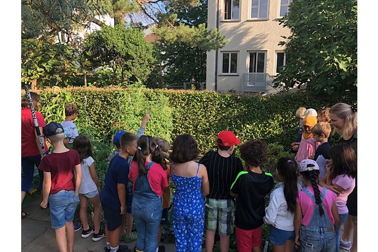 Klassenlehrerin Harriet Jenkins mit der 3. Klasse des Schulhauses Im Gut.