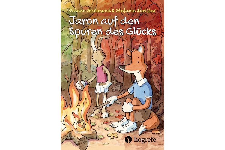 Überall im Alltag versteckt sich das Glück. Machen Sie sich gemeinsam mit dem jungen Fuchs Jaron und dem Hasenmädchen Lotte auf Spurensuche.  Fabian Grolimund und Stefanie Rietzler, Jaron auf den Spuren des Glücks, Verlag Hogrefe, 300 Seiten, ca. 33 Fr.